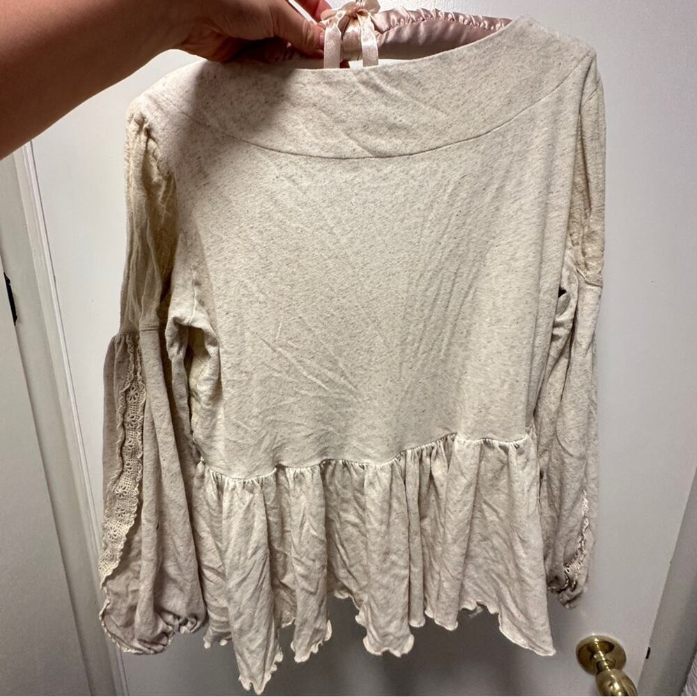 Miss Me Linen Babydoll Lace Embroidered V-Neck Top Flowy Coastal Cowgirl - Picture 8 of 9